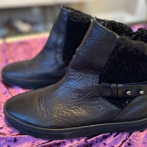 Rag & Bone Booties Farling Leather & Shearling Ankle Boots Black Size